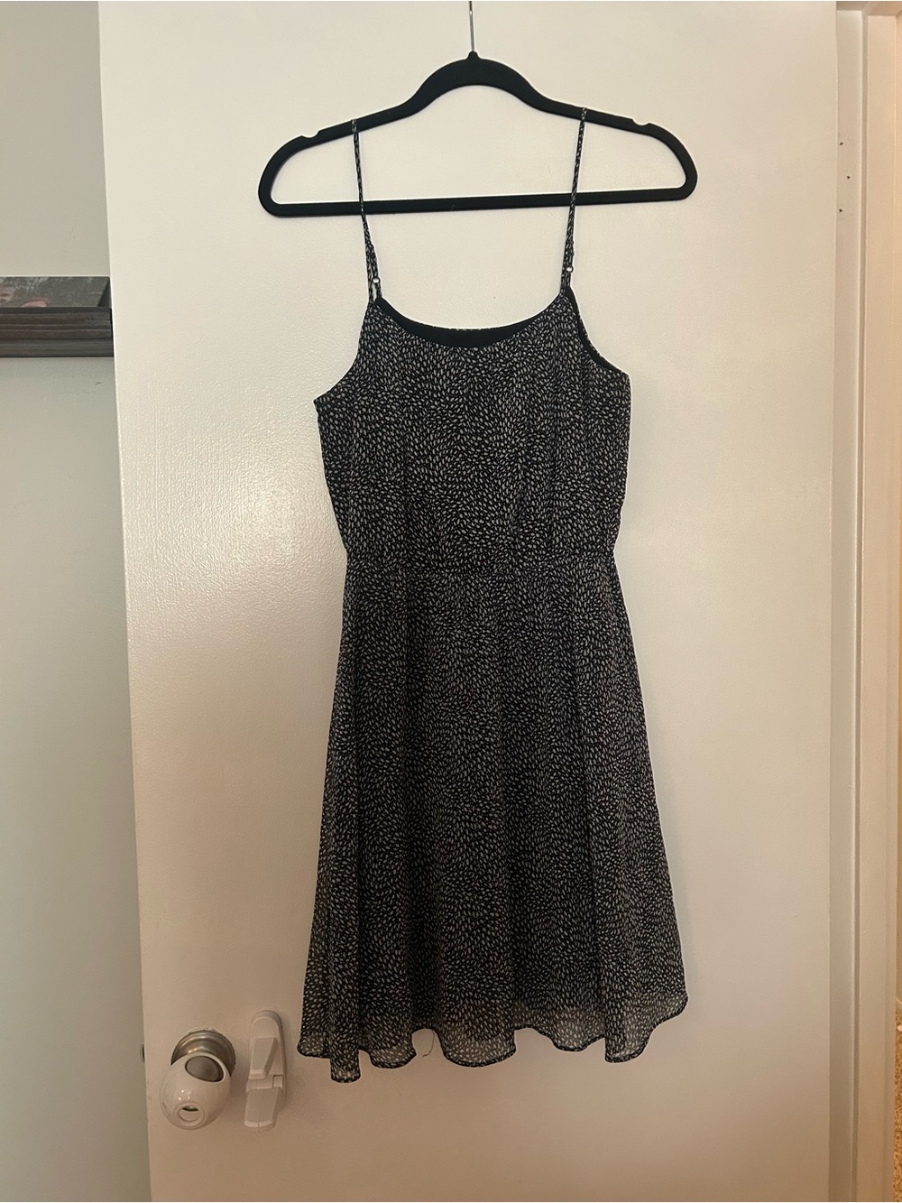 LOFT Navy blue and White Spotted Mini Dress